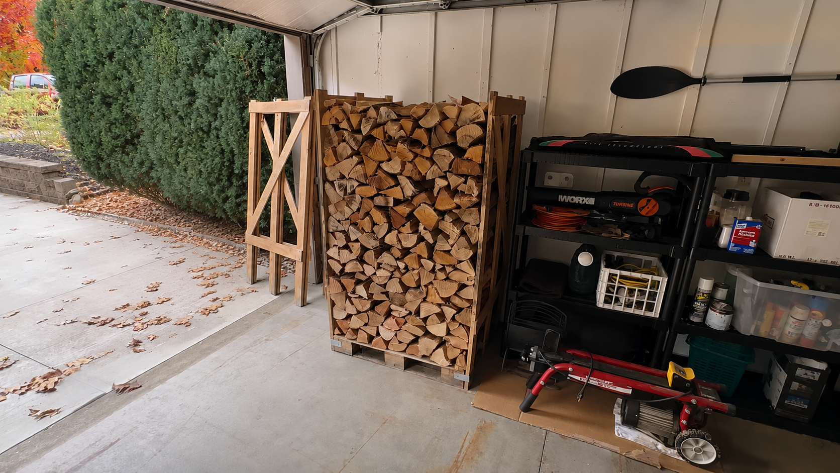 Finished Firewood Stack neatly placed inside a garage